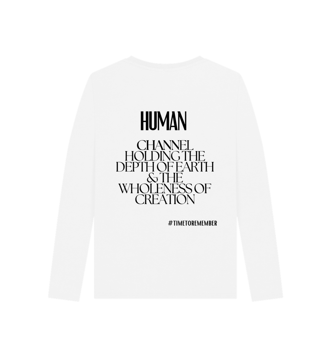 White Printed Long Sleeve T Shirt Back