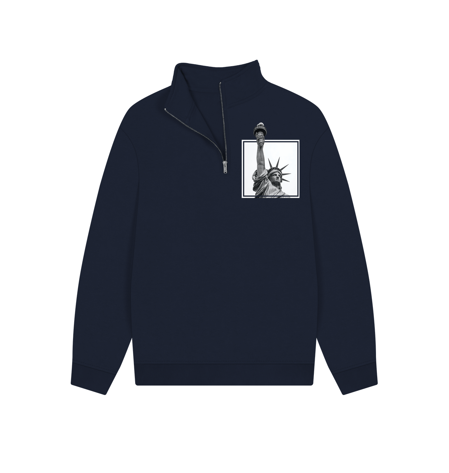 Navy Printed Sweater Front