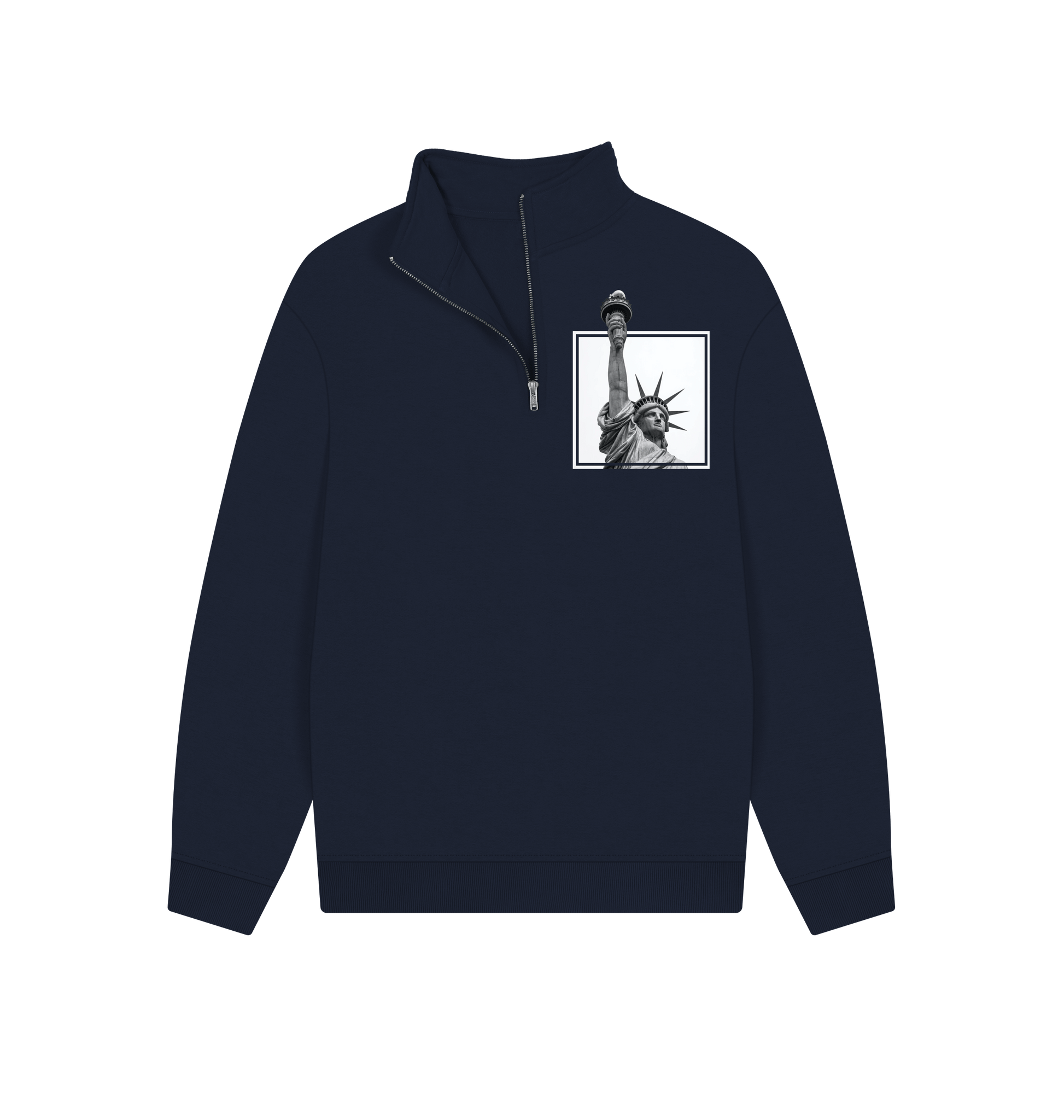 Navy Printed Sweater Front